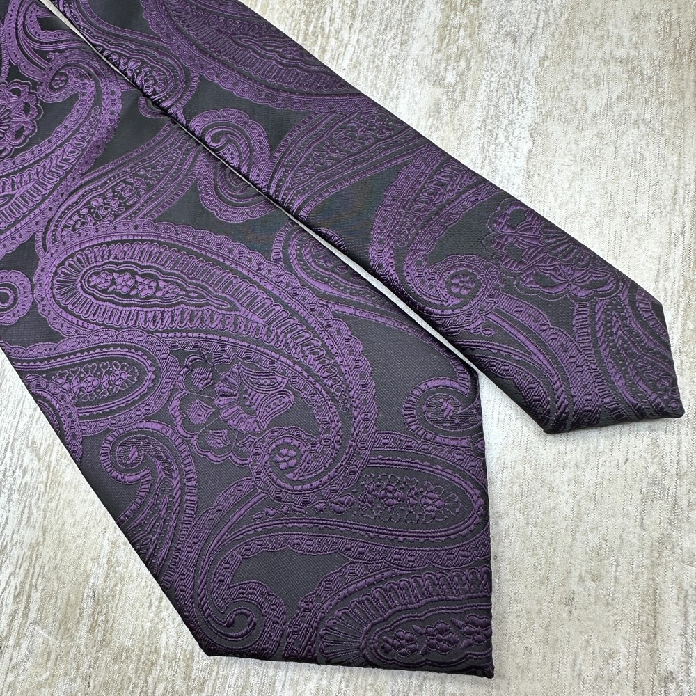 Imani Uomo Neck Tie‎ Purple Paisley Jacquard Textured